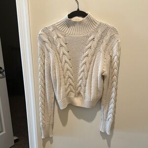 Aeropostale Cream Cowl Neck Cable Knit Sweater
